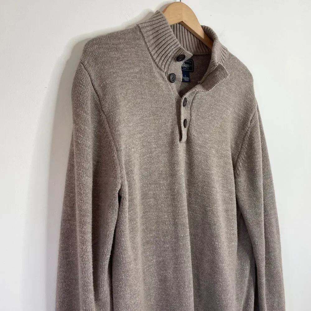 GH Bass Henley Sweater Large Quiet Luxury Old‎ Money Heritage Guernsey Fisherman
